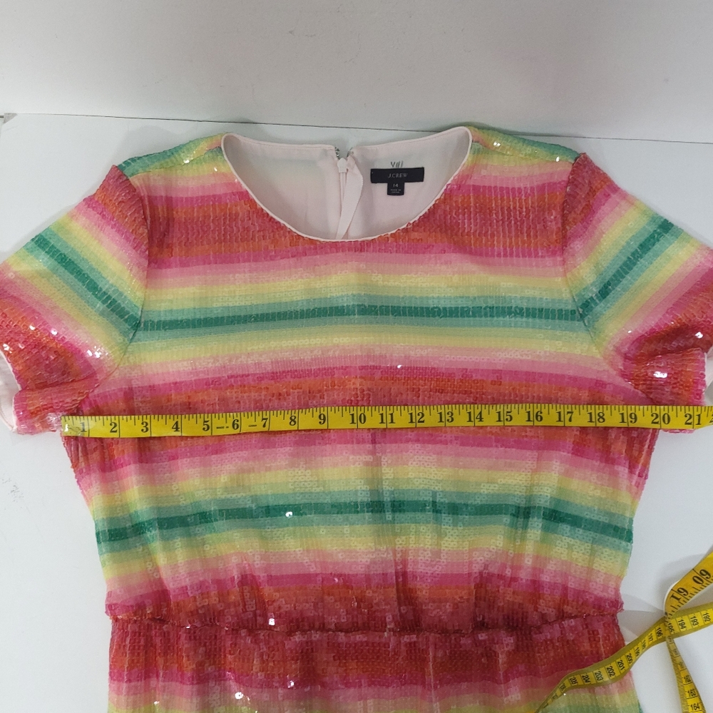 J. Crew Short Sleeve Sequin Dress in Watermelon/multicolor sz 14 - Picture 10 of 13